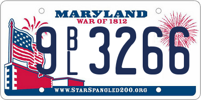 MD license plate 9BL3266