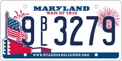 MD license plate 9BL3279