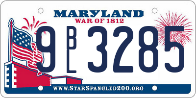 MD license plate 9BL3285