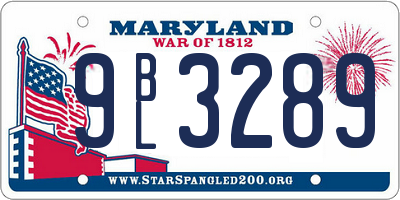 MD license plate 9BL3289