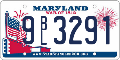 MD license plate 9BL3291