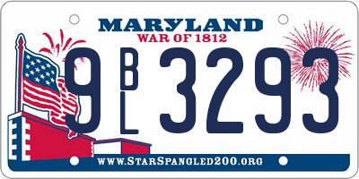 MD license plate 9BL3293