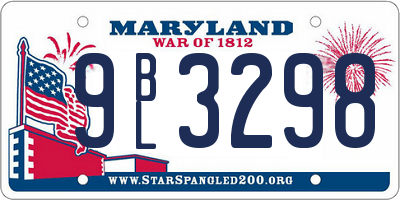MD license plate 9BL3298