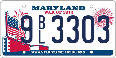MD license plate 9BL3303