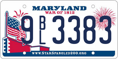 MD license plate 9BL3383