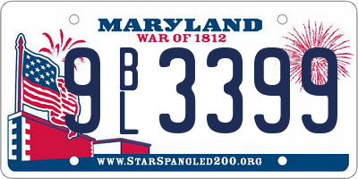 MD license plate 9BL3399