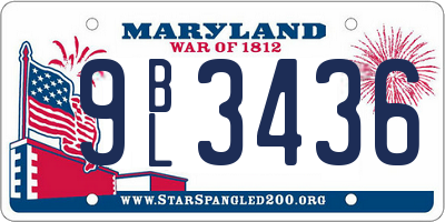 MD license plate 9BL3436