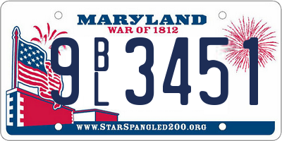 MD license plate 9BL3451