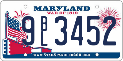 MD license plate 9BL3452