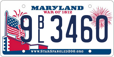 MD license plate 9BL3460