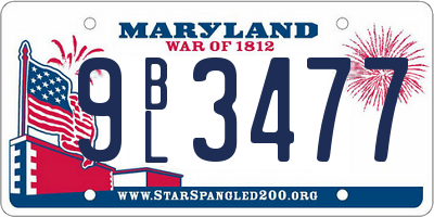 MD license plate 9BL3477