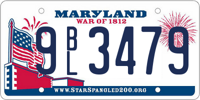 MD license plate 9BL3479