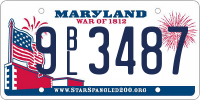 MD license plate 9BL3487