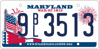 MD license plate 9BL3513