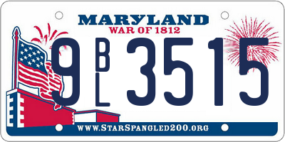 MD license plate 9BL3515