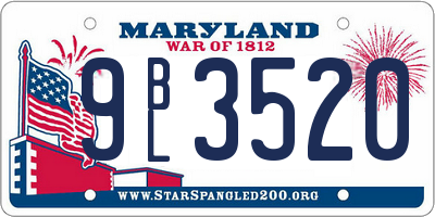 MD license plate 9BL3520
