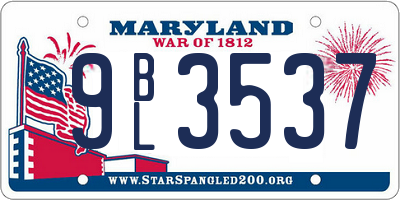 MD license plate 9BL3537