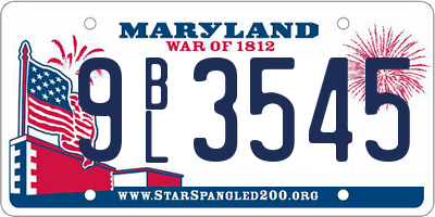 MD license plate 9BL3545