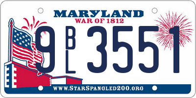 MD license plate 9BL3551