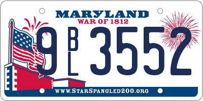 MD license plate 9BL3552