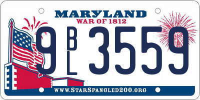 MD license plate 9BL3559