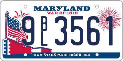 MD license plate 9BL3561