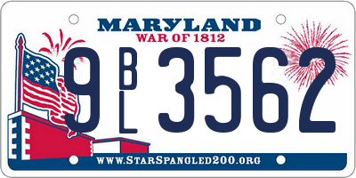 MD license plate 9BL3562