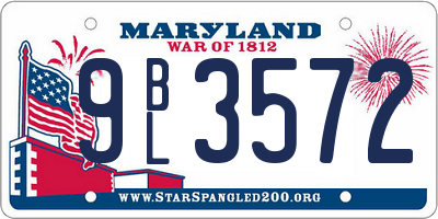 MD license plate 9BL3572