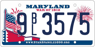 MD license plate 9BL3575