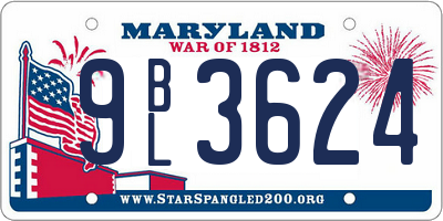 MD license plate 9BL3624