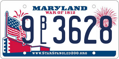 MD license plate 9BL3628
