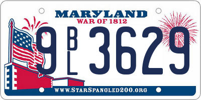 MD license plate 9BL3629