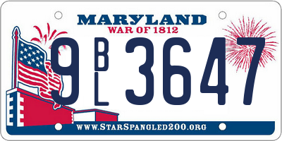 MD license plate 9BL3647