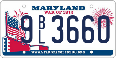 MD license plate 9BL3660