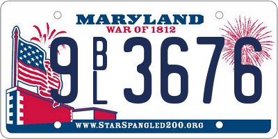 MD license plate 9BL3676