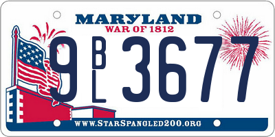 MD license plate 9BL3677