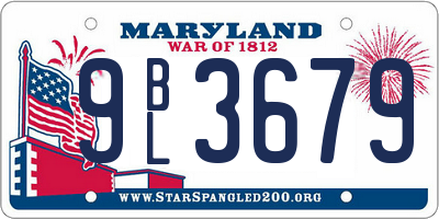 MD license plate 9BL3679