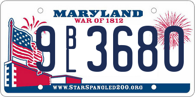 MD license plate 9BL3680