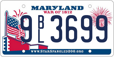 MD license plate 9BL3699