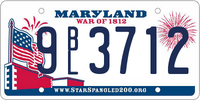 MD license plate 9BL3712
