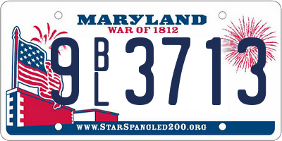 MD license plate 9BL3713
