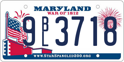 MD license plate 9BL3718