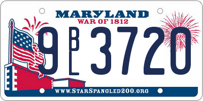 MD license plate 9BL3720