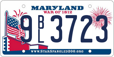 MD license plate 9BL3723