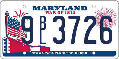 MD license plate 9BL3726