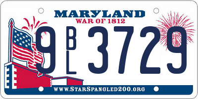 MD license plate 9BL3729