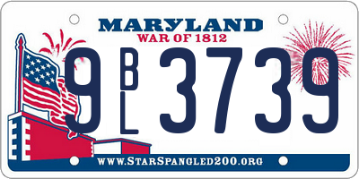 MD license plate 9BL3739