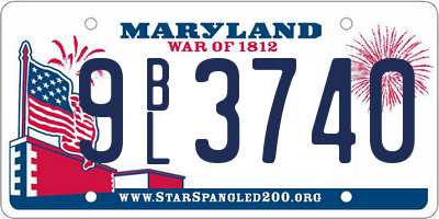 MD license plate 9BL3740