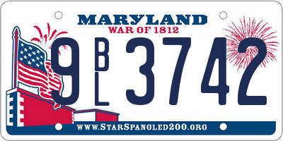 MD license plate 9BL3742