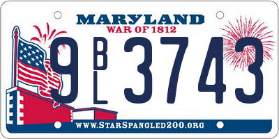 MD license plate 9BL3743